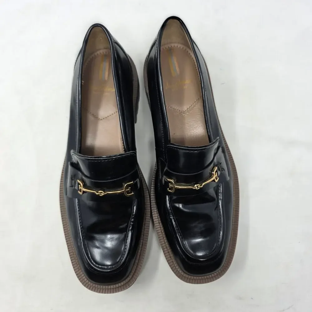 Sam Edelman Laurs Lug Sole Loafers Gold Hardware Womens 10.5